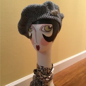 Crochet Blue/Gray French Beret